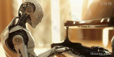 机器人弹钢琴背景